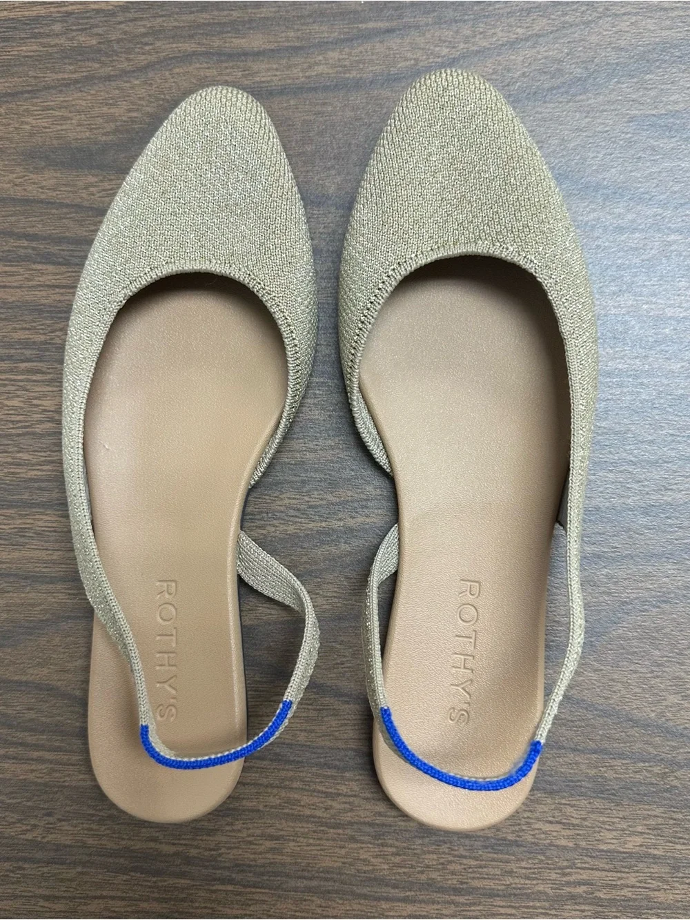 ROTHY'S The Almond Slingback Metallic Prosecco Beige Flats Women's Size 6.5 - Picture 4 of 15